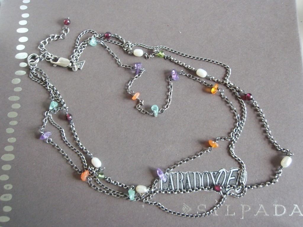 SILPADA RETIRED Sterling Silver 925 Multi Gemstone Triple Chain Necklace N1613