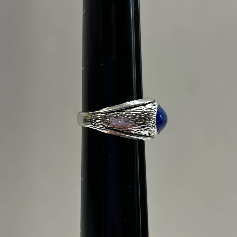 18K HGE Simulated Blue Star Sapphire Ring Size 8