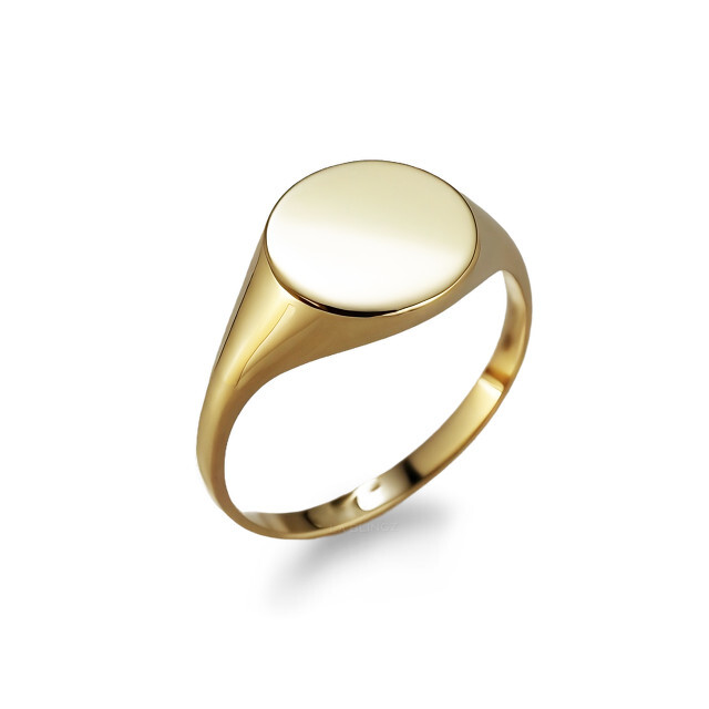 Polished Gold Round Signet Pinky Ring