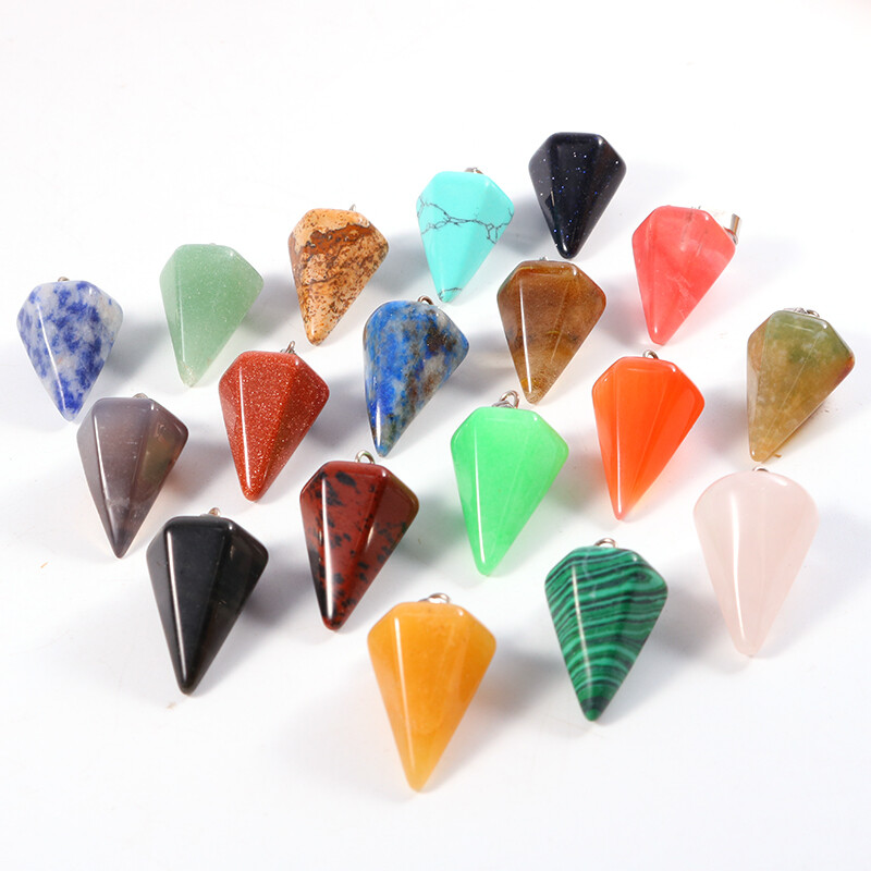 Natural Quartz Hexagonal Stone Pendant Healing Reiki Crystal Pendants 15pcs