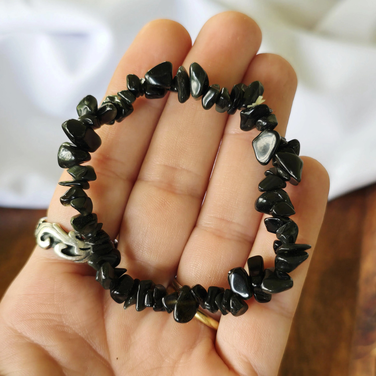 Obsidian Crystal Chips Bracelet