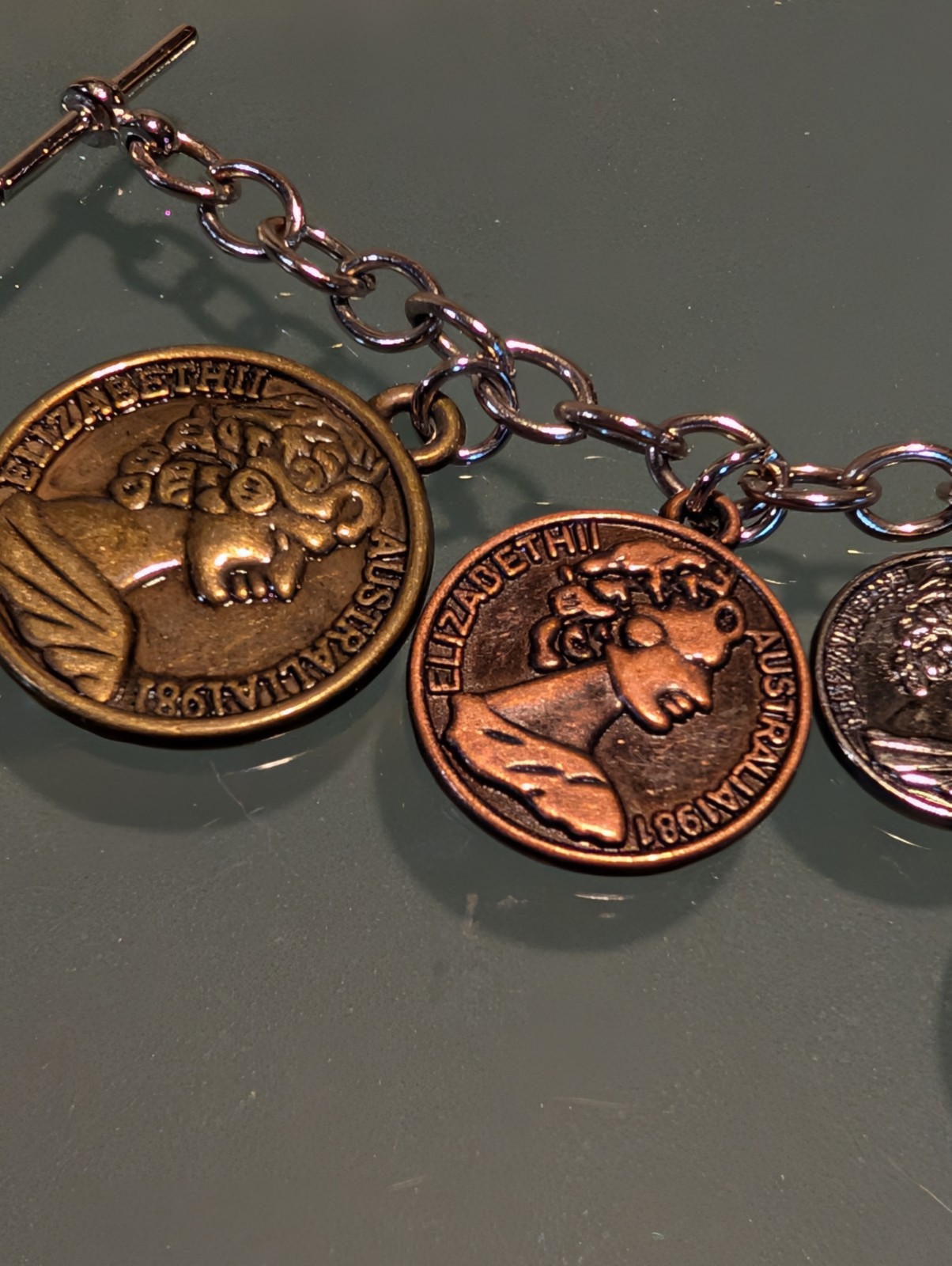 Coin Charm Bracelet Elizabeth II Australian Coins Various Sizes