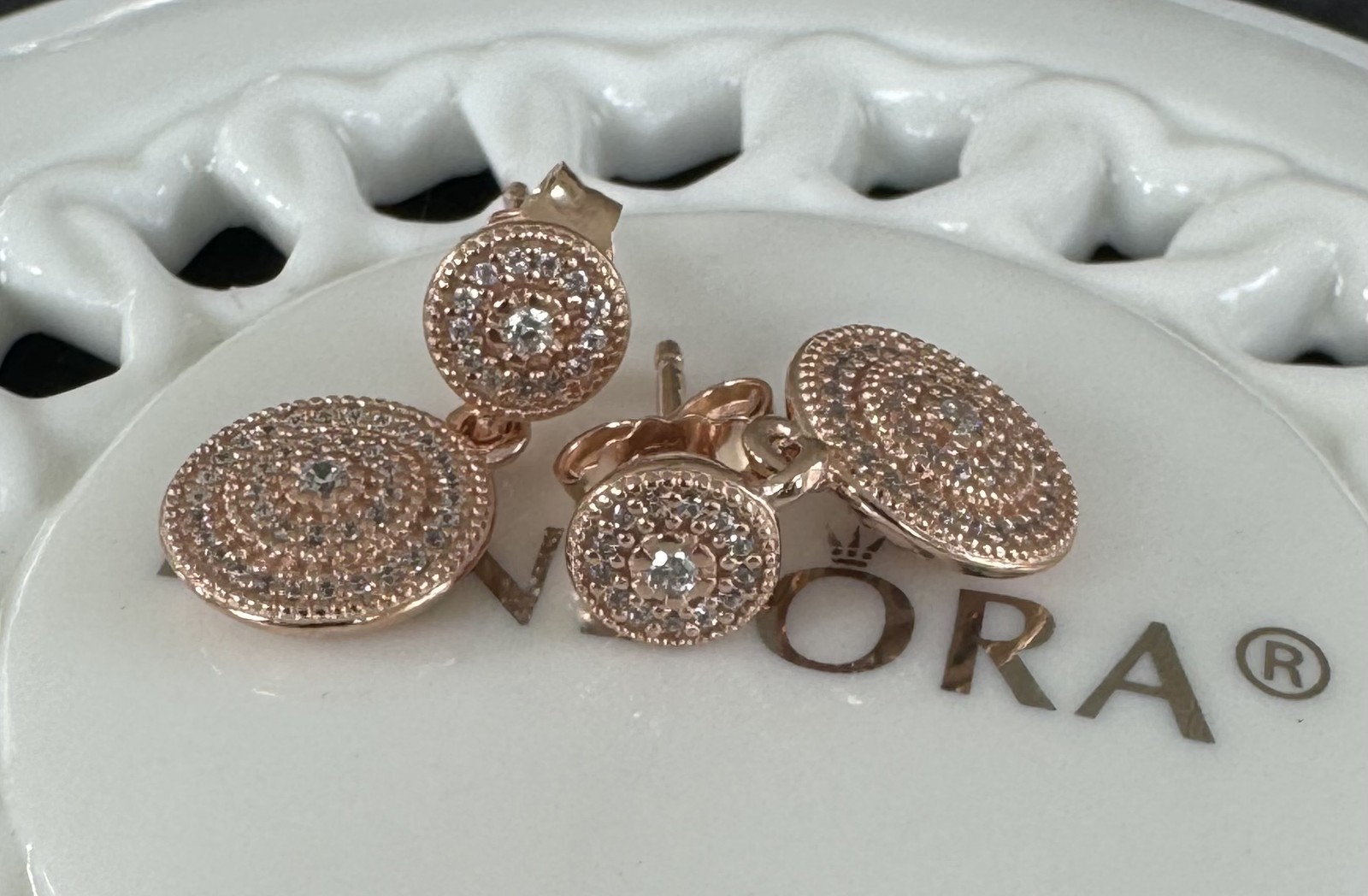 Authentic Pandora ROSE Radiant Elegance Drop Earrings #280688CZ