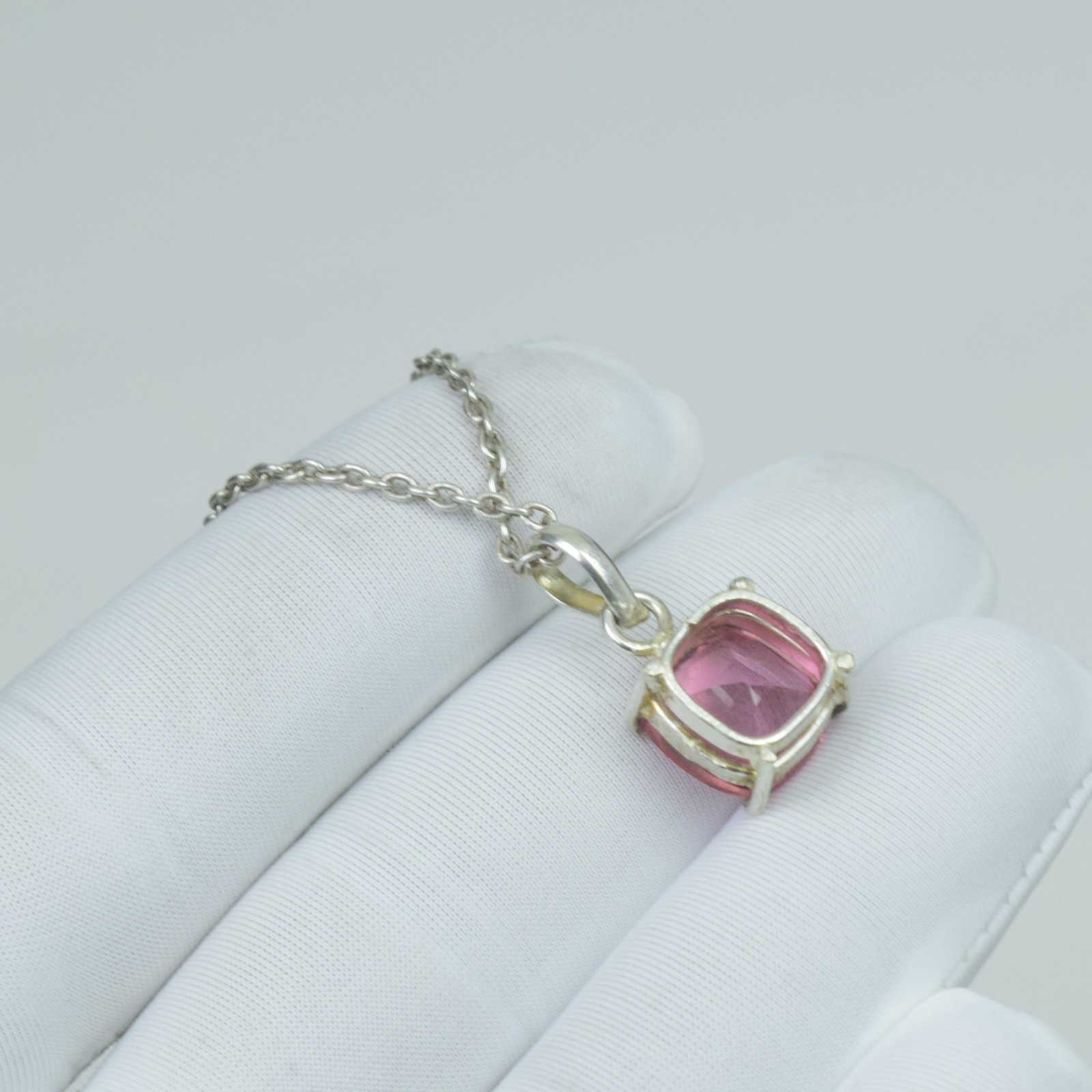 Pink Kunzite Necklace Jewelry, Minimalist Gift Pendant, 16Ct 925 Sterling Silver