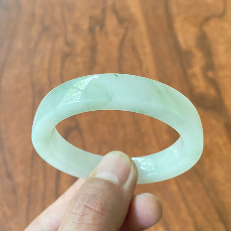 53mm Certified Icy Green Natural Tianshan Mountains Cui Jade Bracelet Bangle 025
