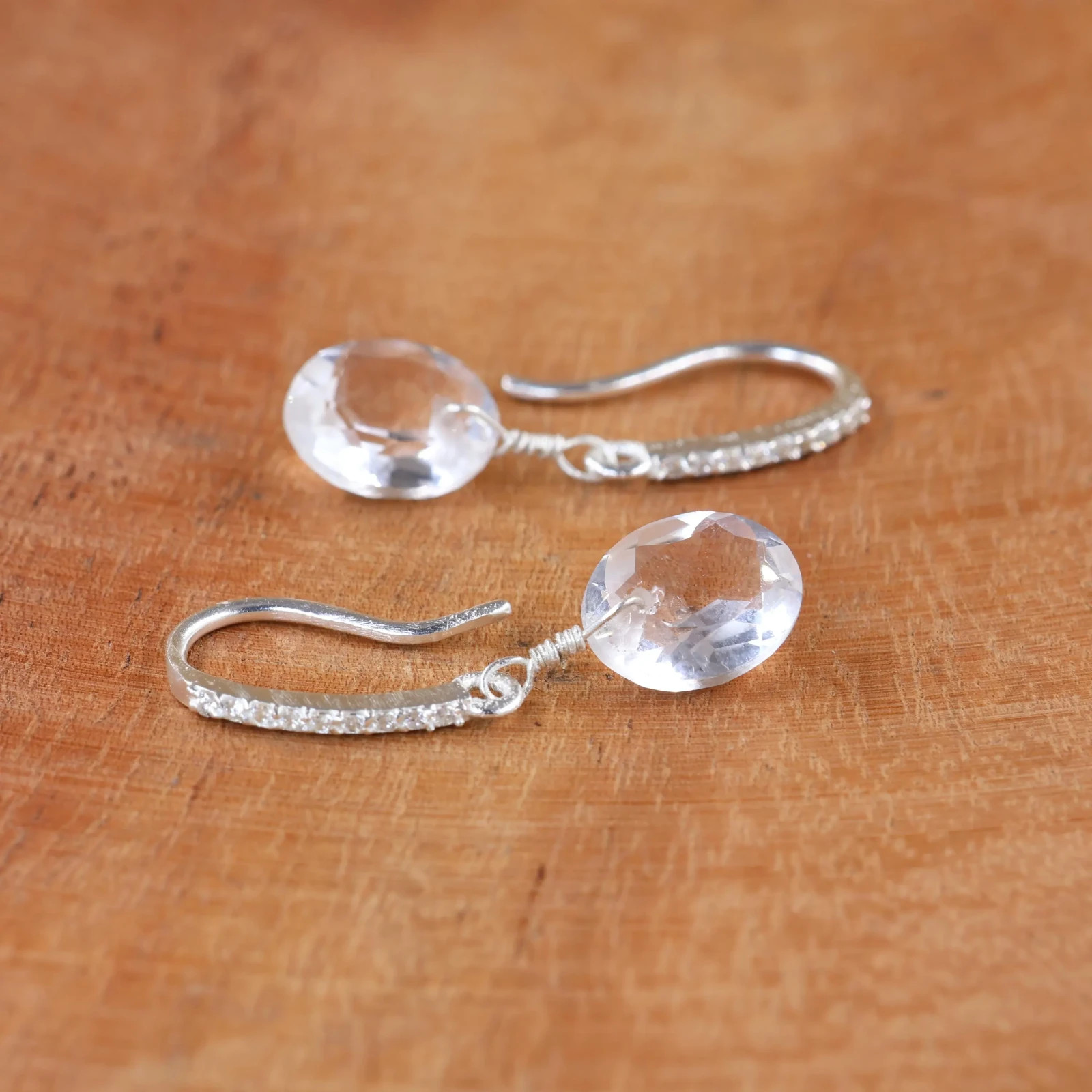 Oval Gemstone Earrings in Silver, Diamond Jewelry, Bridesmaid Gift for Her