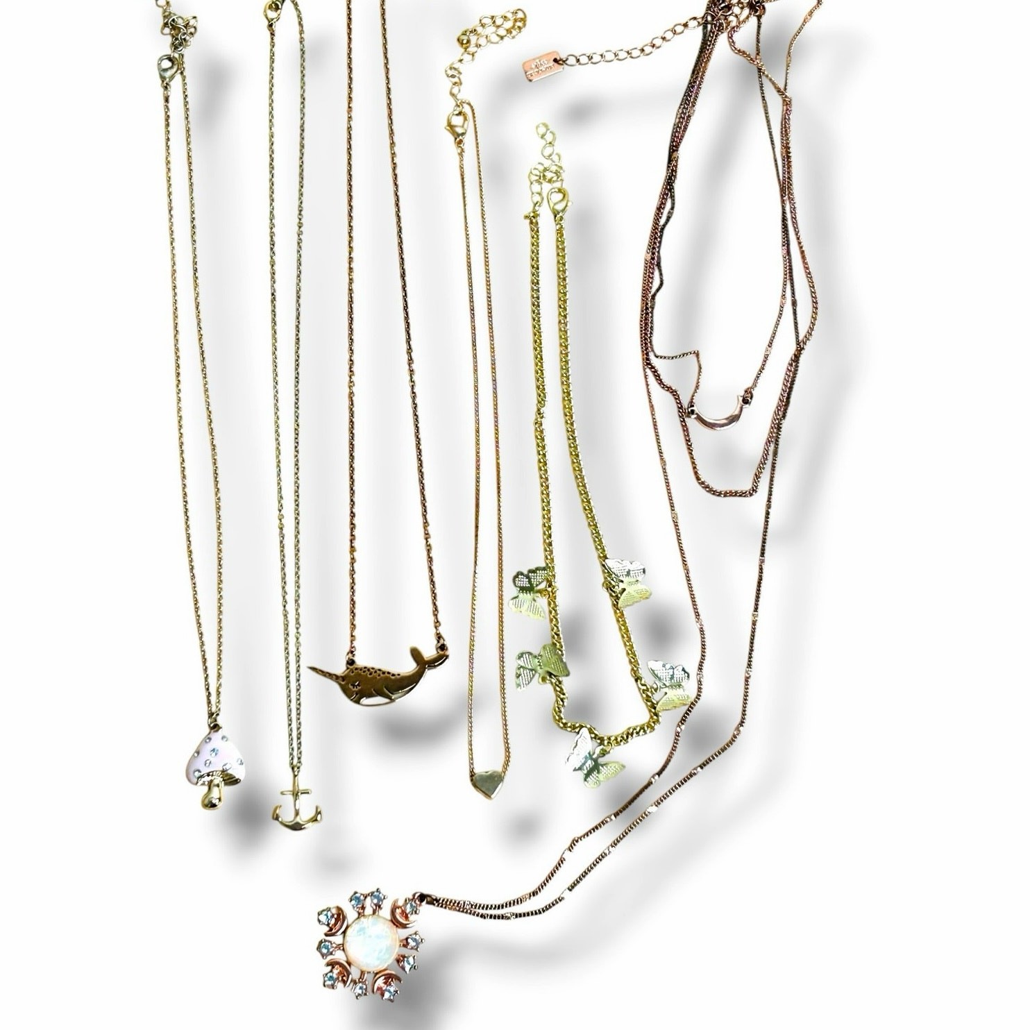 Gold Tones Necklaces Mixed Lot Feminine Fun Various Tones and Lengths Fun Mix