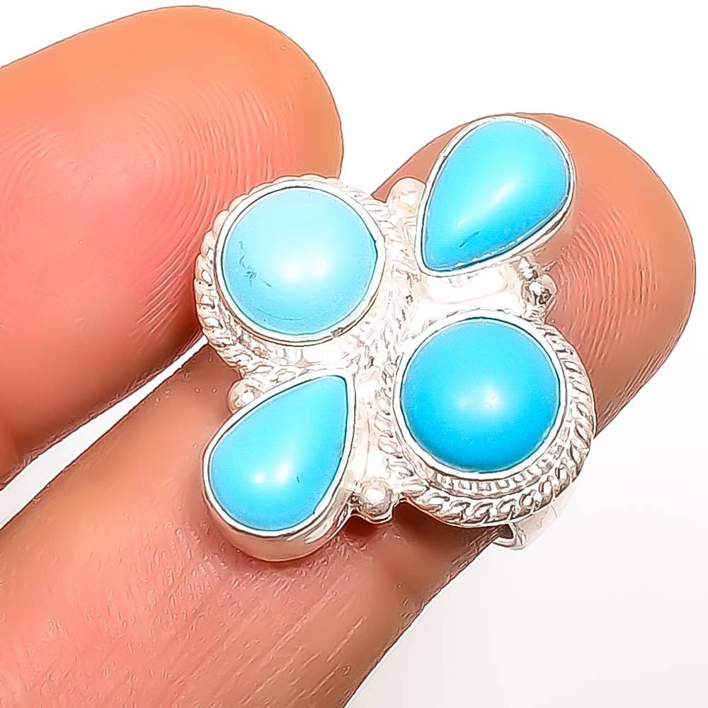 Sleeping Beauty Turquoise Gemstone 925 Silver Plated Ring s.8 TR7508-1781