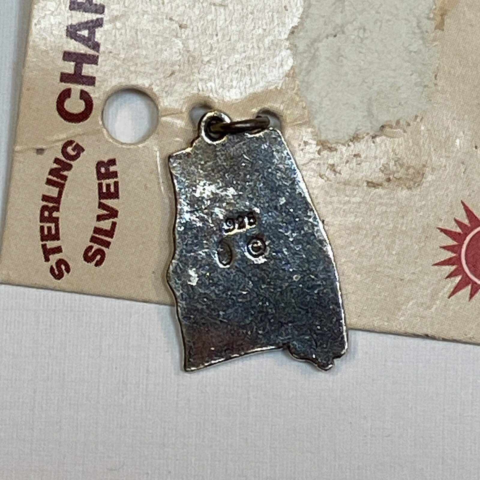 Sterling Silver for Charm Bracelet State Alabama Jefferson Davis USA Small 5/8″
