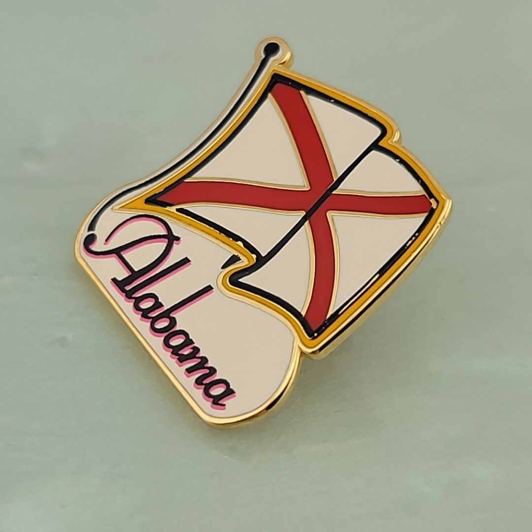 State of Alabama AL Flag Bike Motorcycle Hat Cap lapel Pin