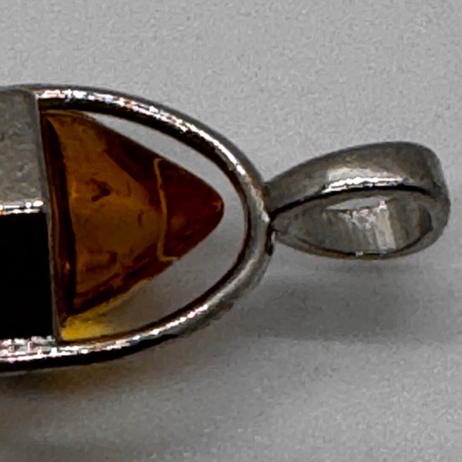 Amber Orange Hexagonal Crystal Point Pendant Silver Tone Bail Bullet Charm