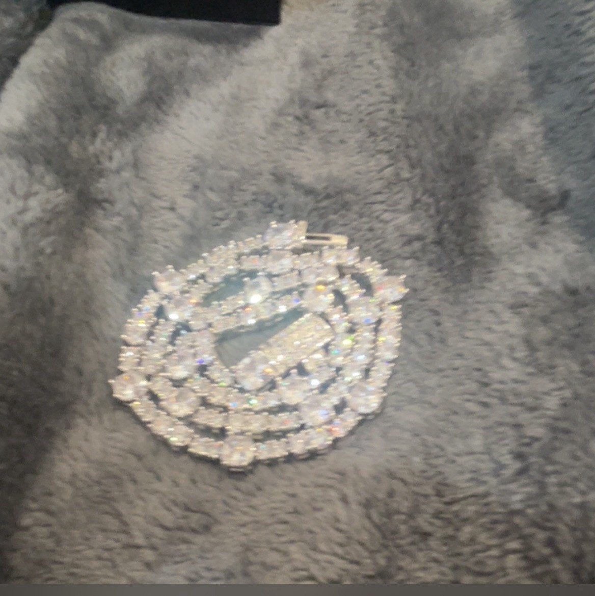 The GLD Shop Gem Stationed Tennis Necklace Cubic Zirconia White Gold Plated