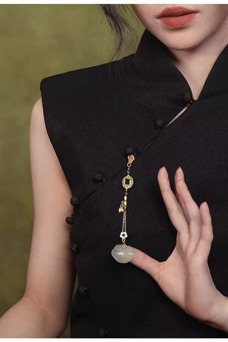 Chinese Style Long Tassel Brooch, Qipao Horse Face Skirt Waist Pendant