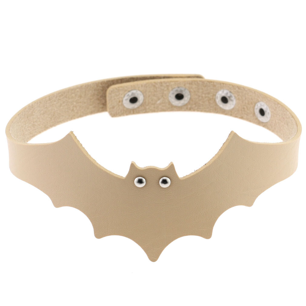 Gothic Bat Pattern PU Leather Choker Collar Necklace Halloween Cosplay Party