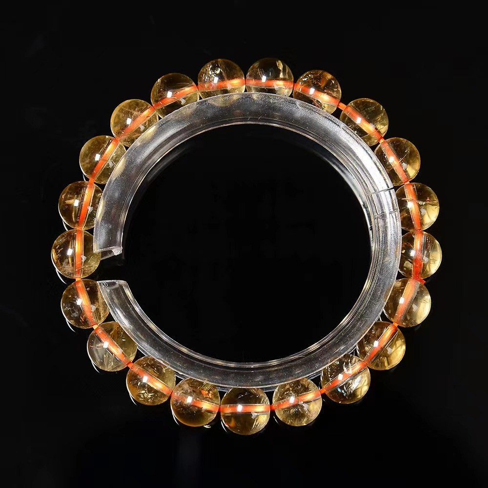 Natural Citrine Smooth Round Beads Bracelet Size 8mm 10mm 7.5” Length