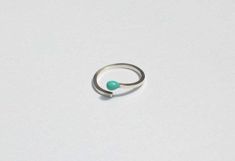 Unique Silver Matchstick Design Adjustable Ring – Handmade, Minimalist Jewelry