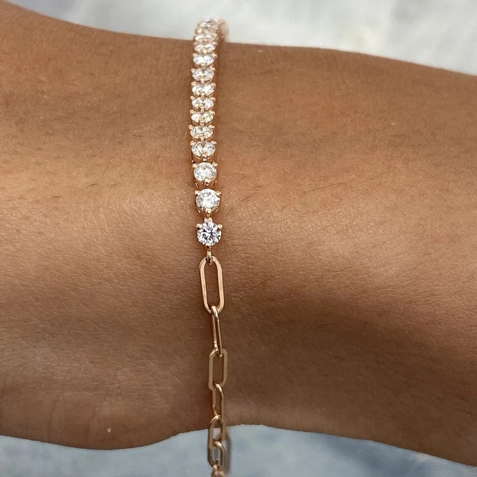 8 Ct Round Cut Simulated Diamond 14k Rose Gold Plated Stunning Tennis Bracelet