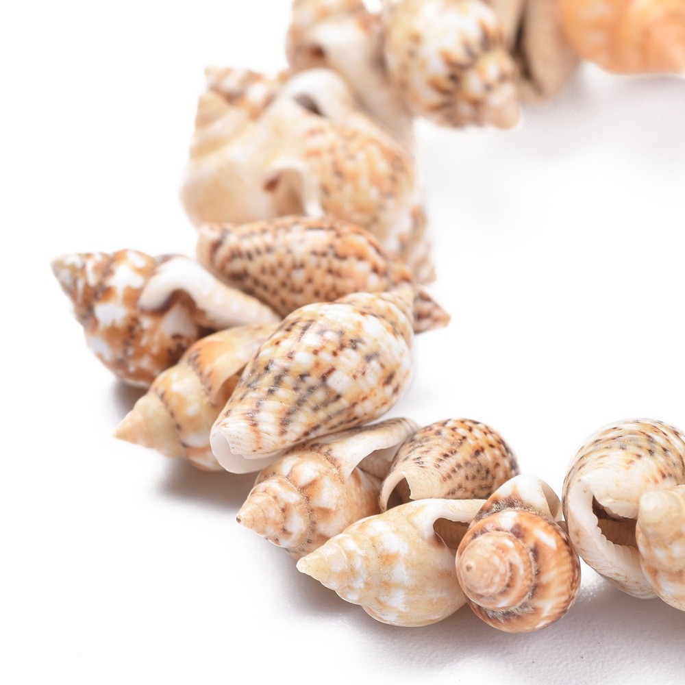 Surfer Natural Spiral Shell Unisex Stretch Beaded Bracelet Conch 7″