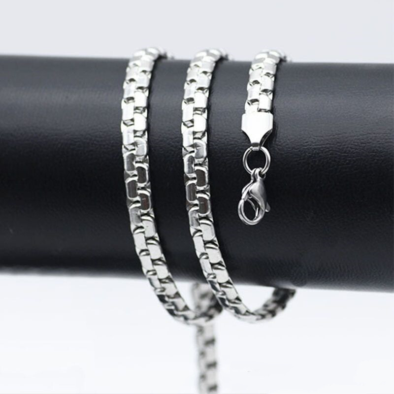 2.5/3/4mm Woman Man Real Stainless Steel Square Rolo Box Flat Chain 18-32”