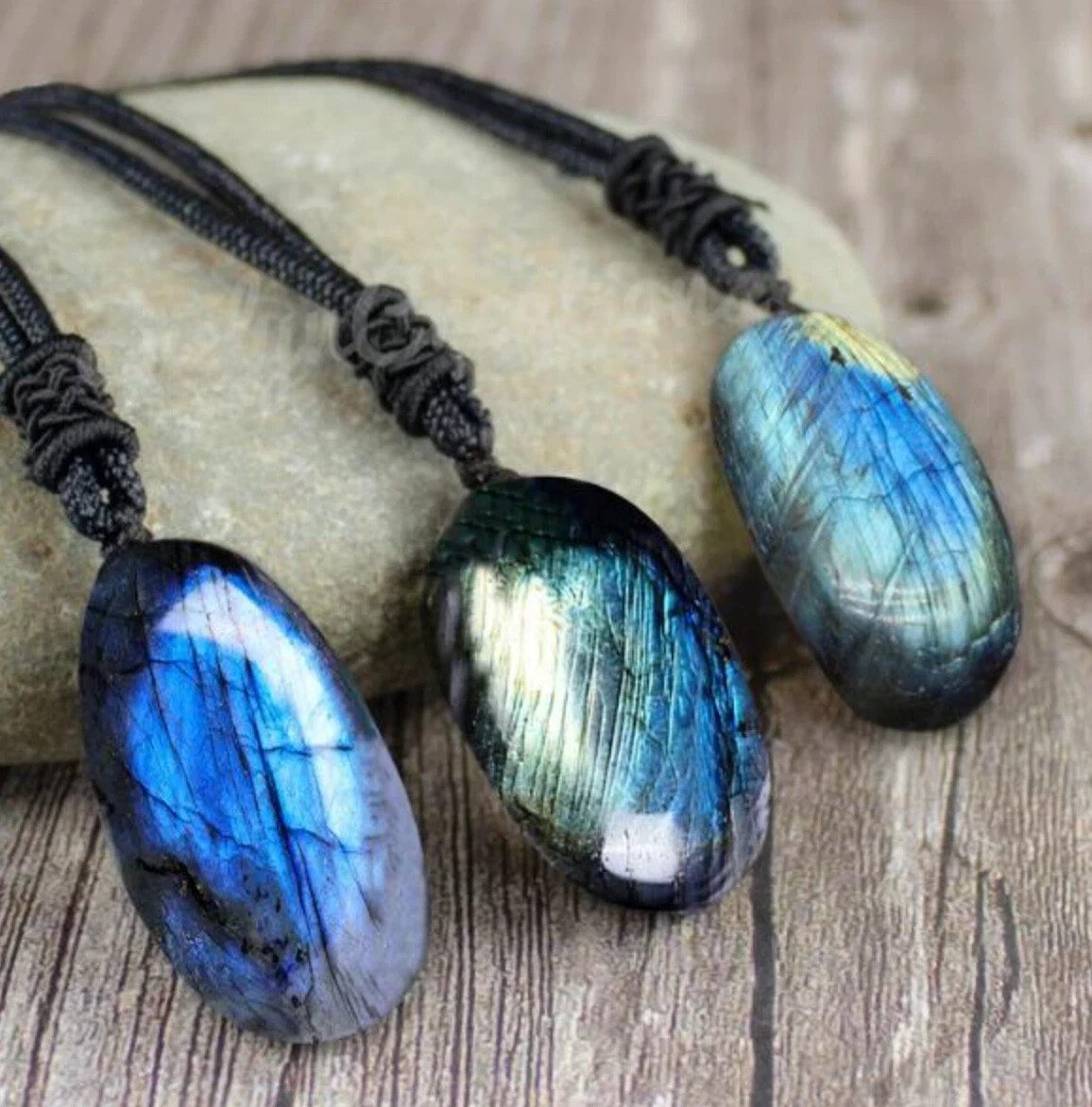 Natural Labradorite Stone Pendant Necklace Healing Reiki Amulet Necklace Gift
