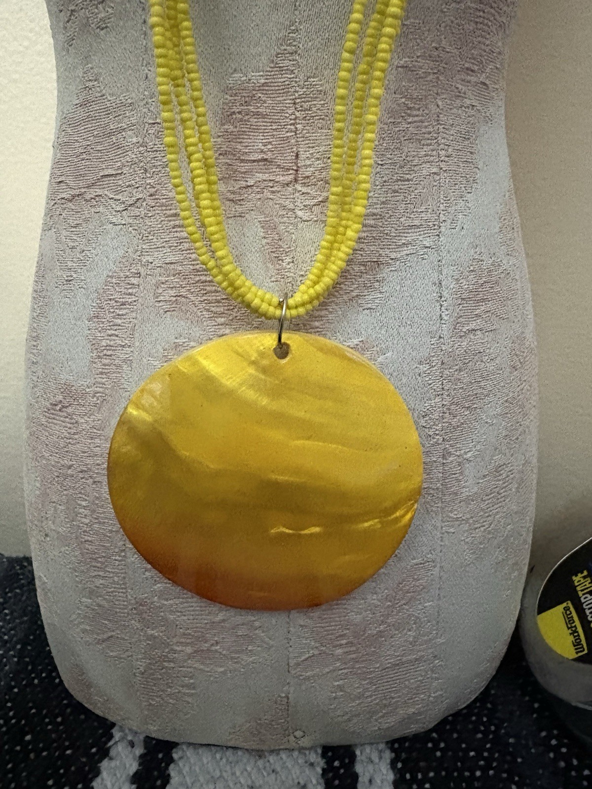 Beautiful Yellow Beaded Chain With Yellow Pendant Shell