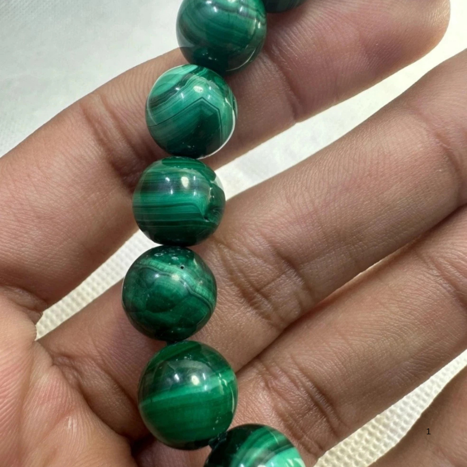 Natural Green Malachite Bracelet 10mm Round Beads Handmade Gemstone Jewelry