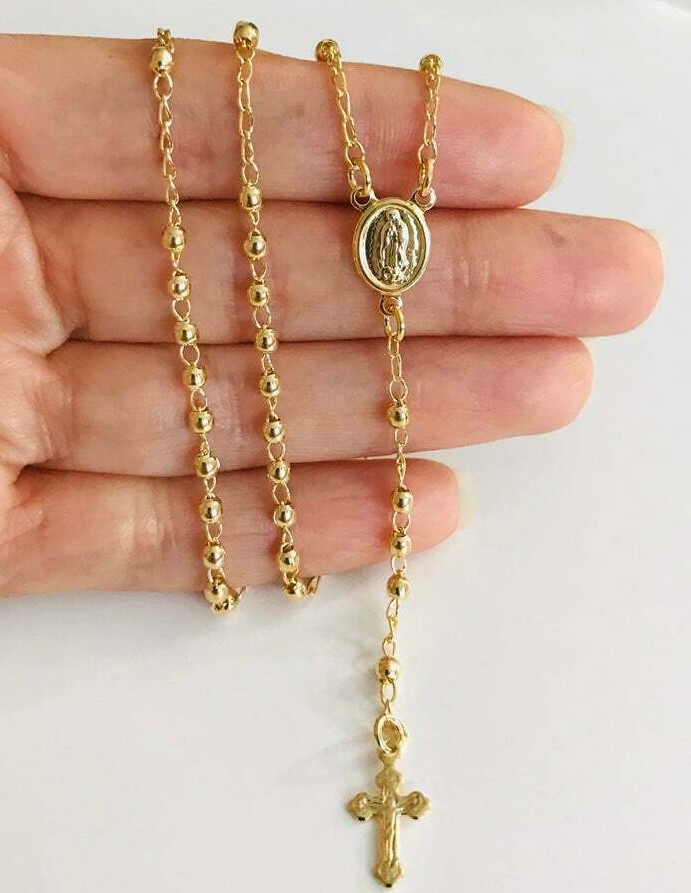 18K Gold Filled Virgin of Guadalupe Rosary / Rosario Virgen de Guadalupe – N91