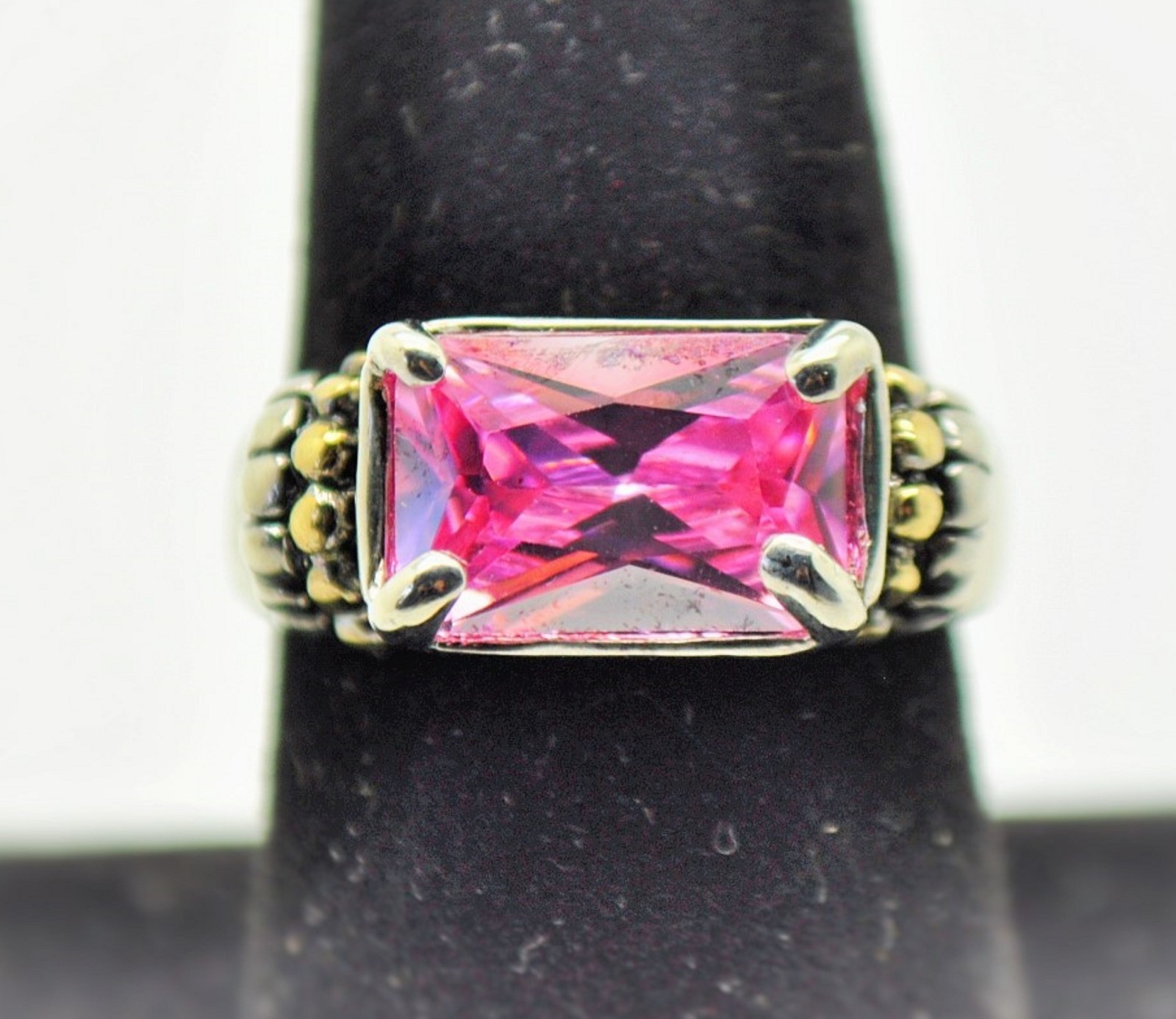 elegant designer style high-quality two tone CZ pink fashion ring 7/8/9/10