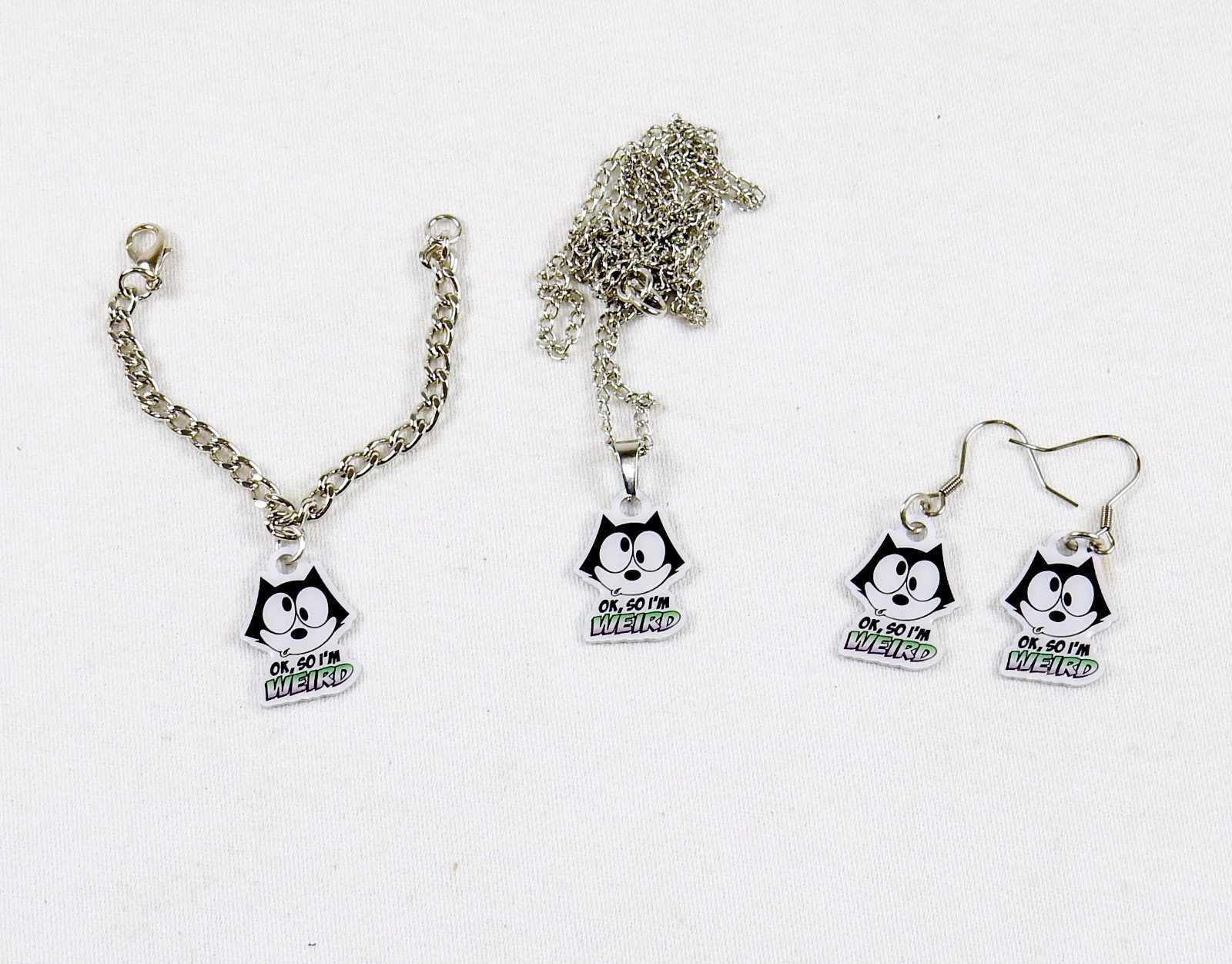 Felix The Cat Girl’s Jewelry Set ~ Necklace, Earrings, Bracelet #FLX-WRD-02