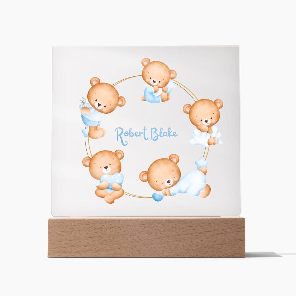 Custom night light for baby boy nursery, baby shower gift