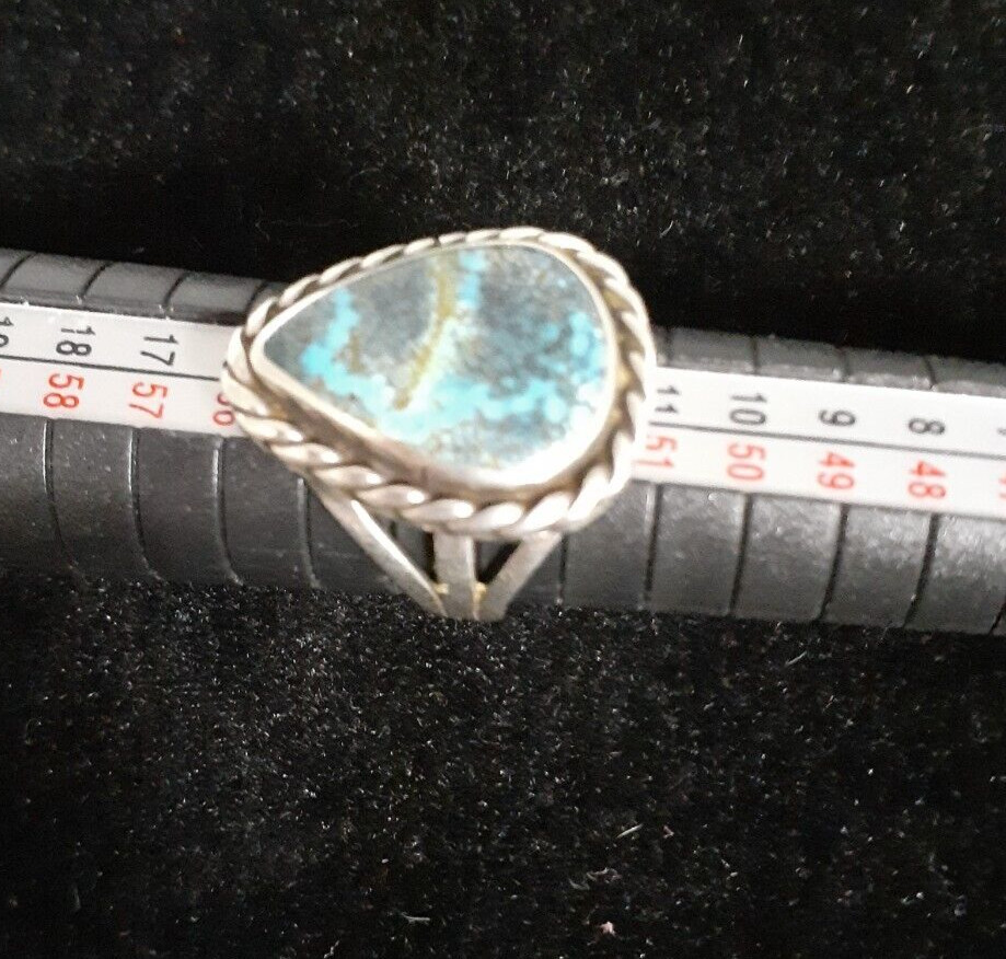 Silver Ring W/ Crysocolla Phoenix Stone Size 6.5 Unmarked Tested