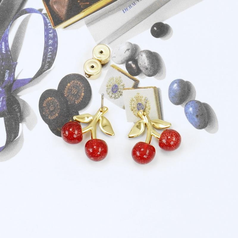 NWT Coach Red Glitter Cherry Stud Earrings Gold Plated
