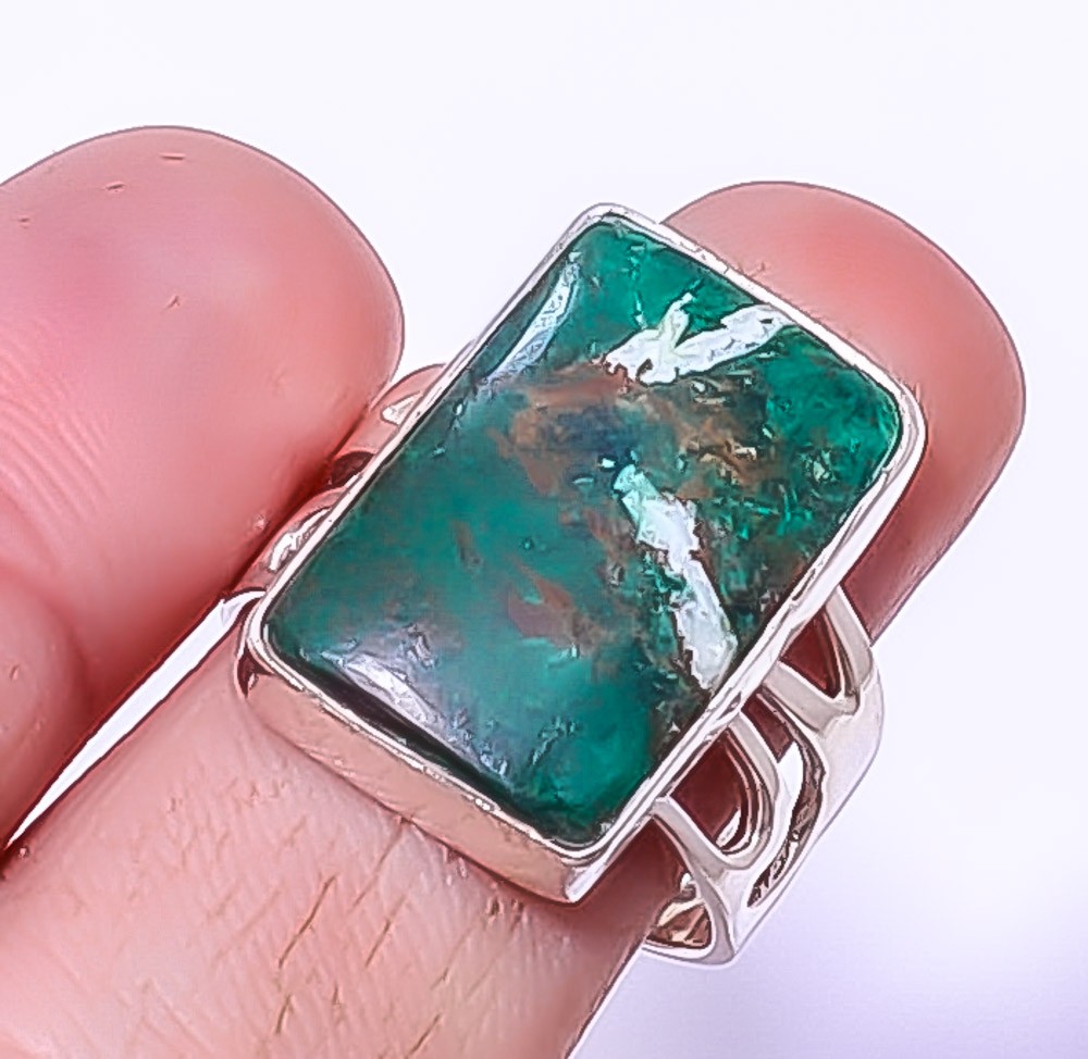 Cuprite Chrysocolla – Africa Gemstone Silver Handmade Jewelry Ring s.8.5 A30