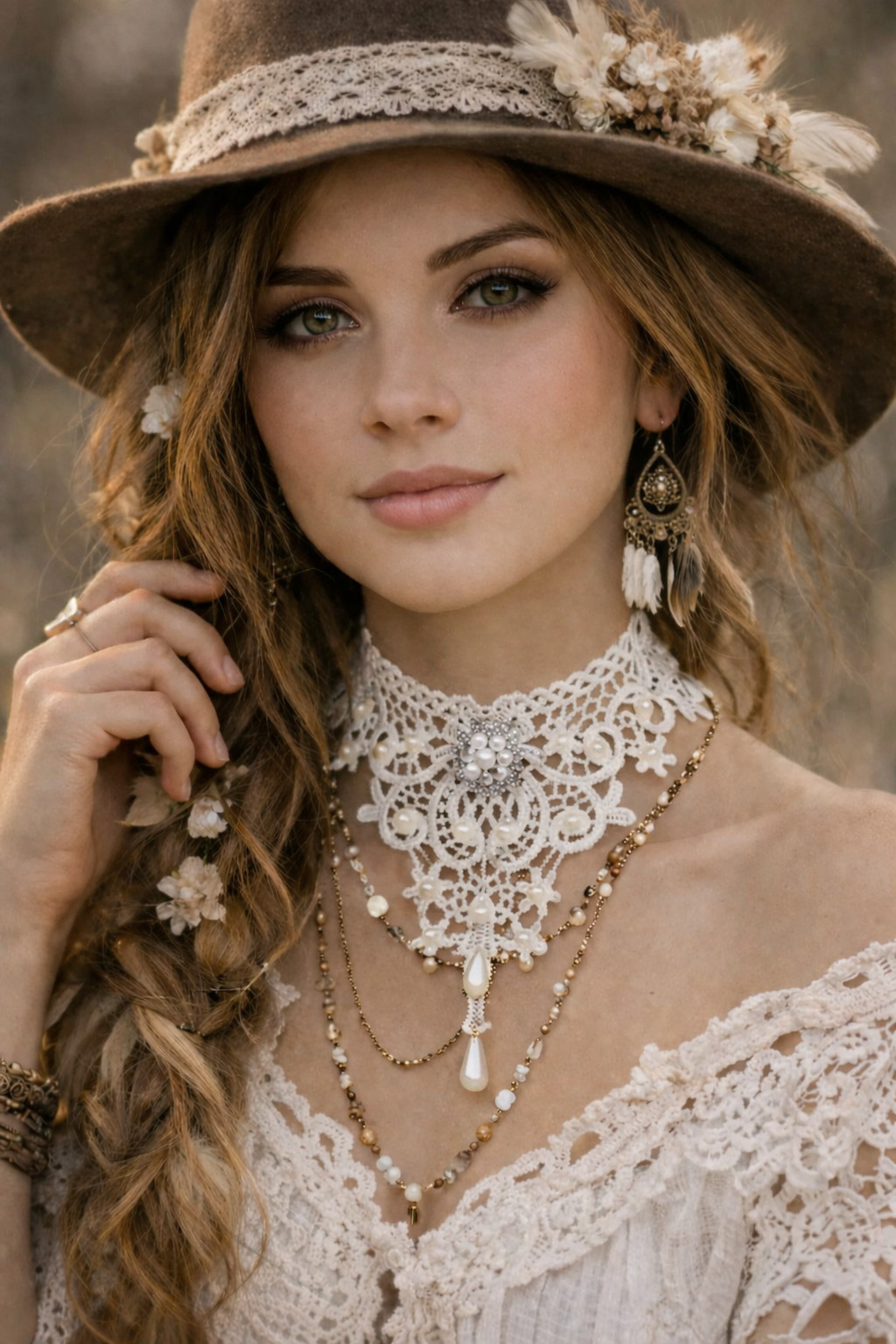 Romantic White Lace Choker Necklace Applique Pearl Drop Bridal Wedding Victorian