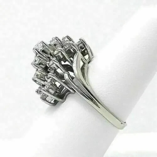 3Ct Simulated Diamond Waterfall Cluster Cocktail Ring White Gold Plated Silver