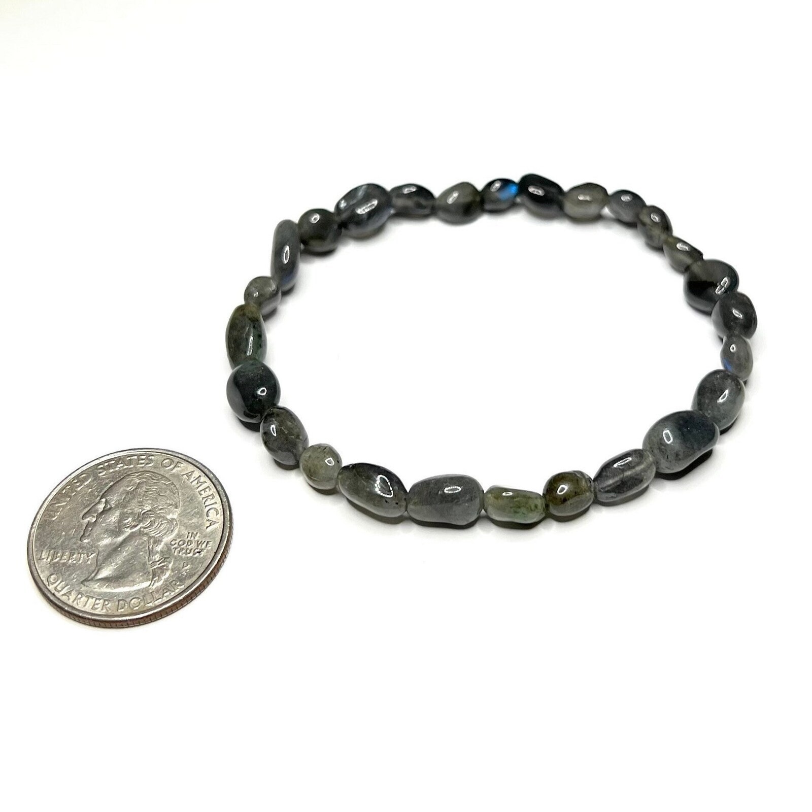 Labradorite Crystal Bracelet: Tumbled Gemstone Stretch Bracelet