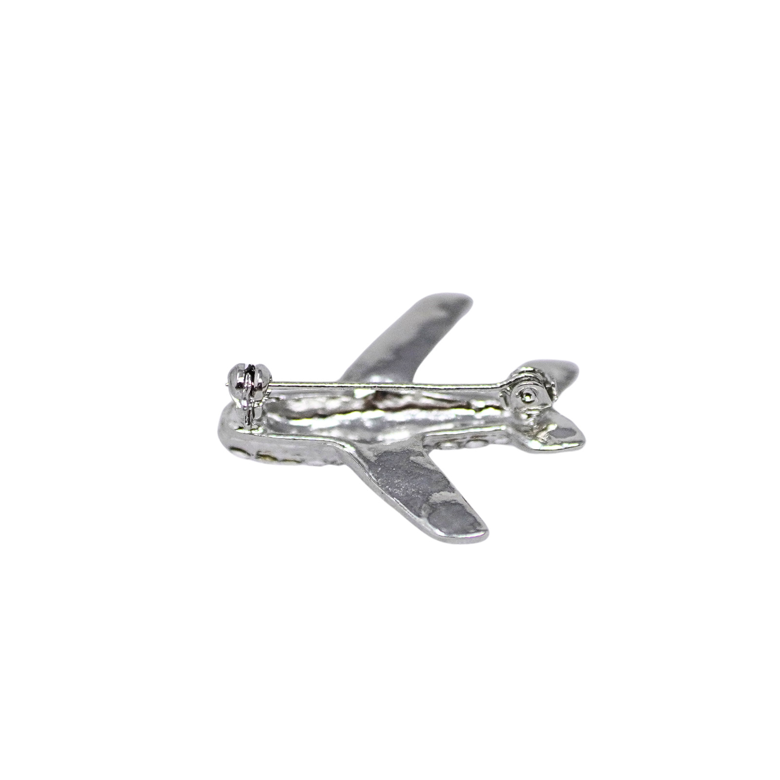 Crystals Airplane Flight Attendant Uniform Rhinestone Brooche Pin Silver Tone