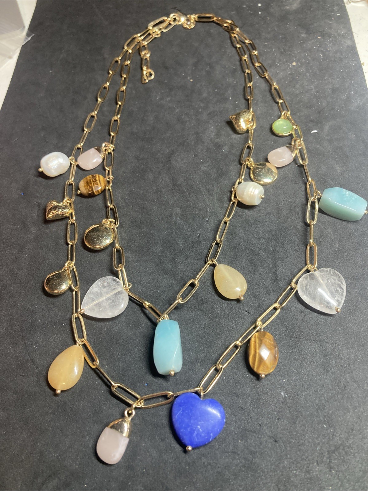 Talbots 16-22” Layered Semi Precious Stone Necklace B156
