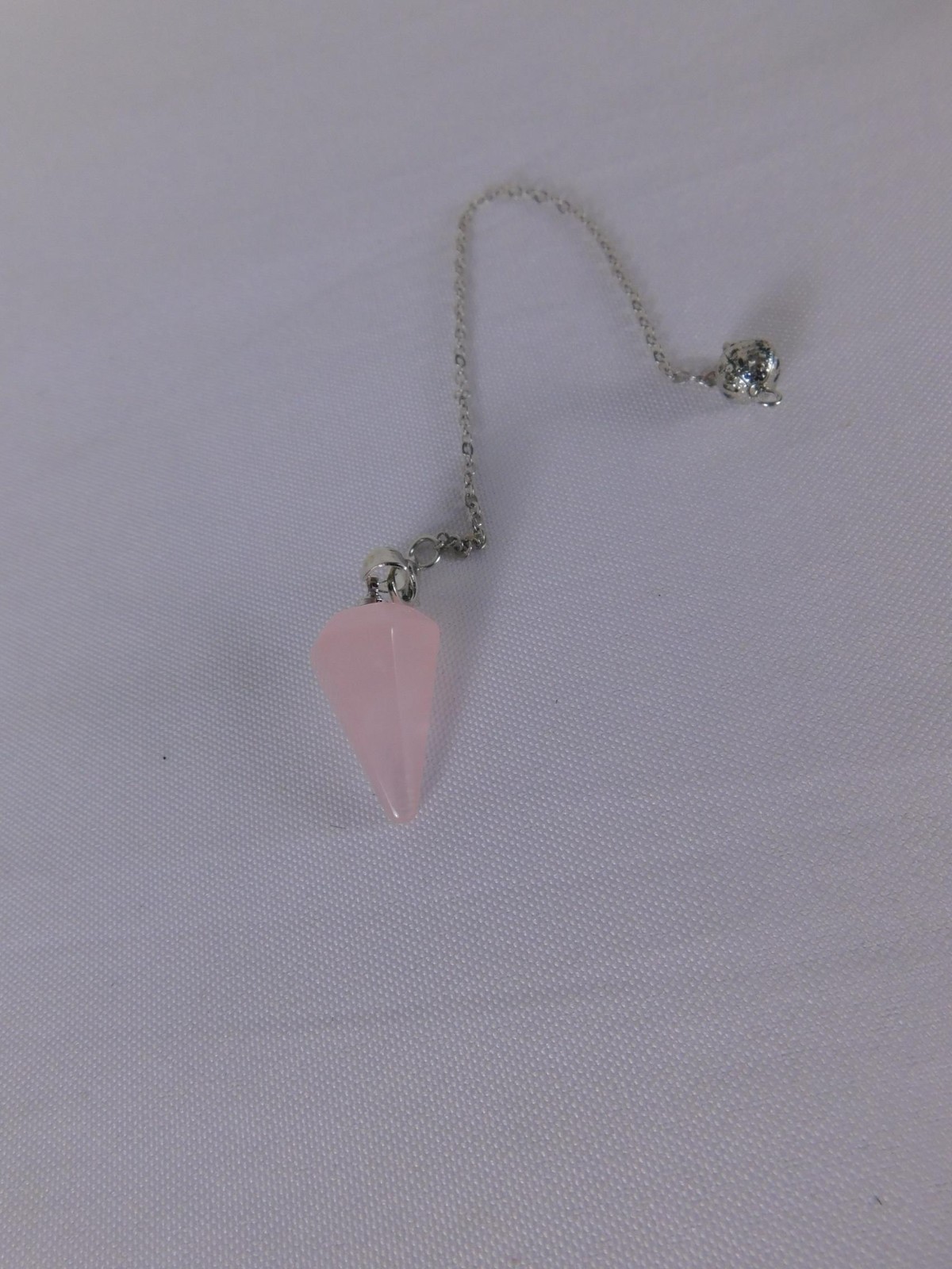 Pink Quartz Cone Pendant Necklace Silver Plated Lobster Closure Gemstone Jewelry