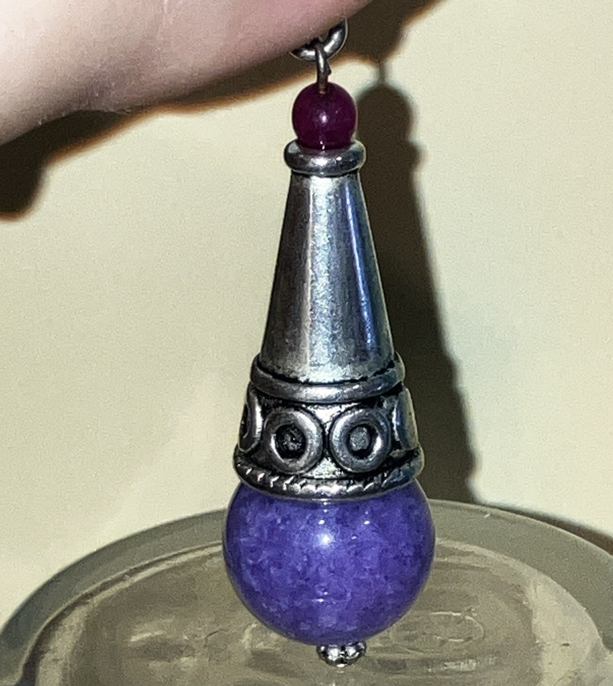 Amethyst Purple Beaded Necklace Pendant