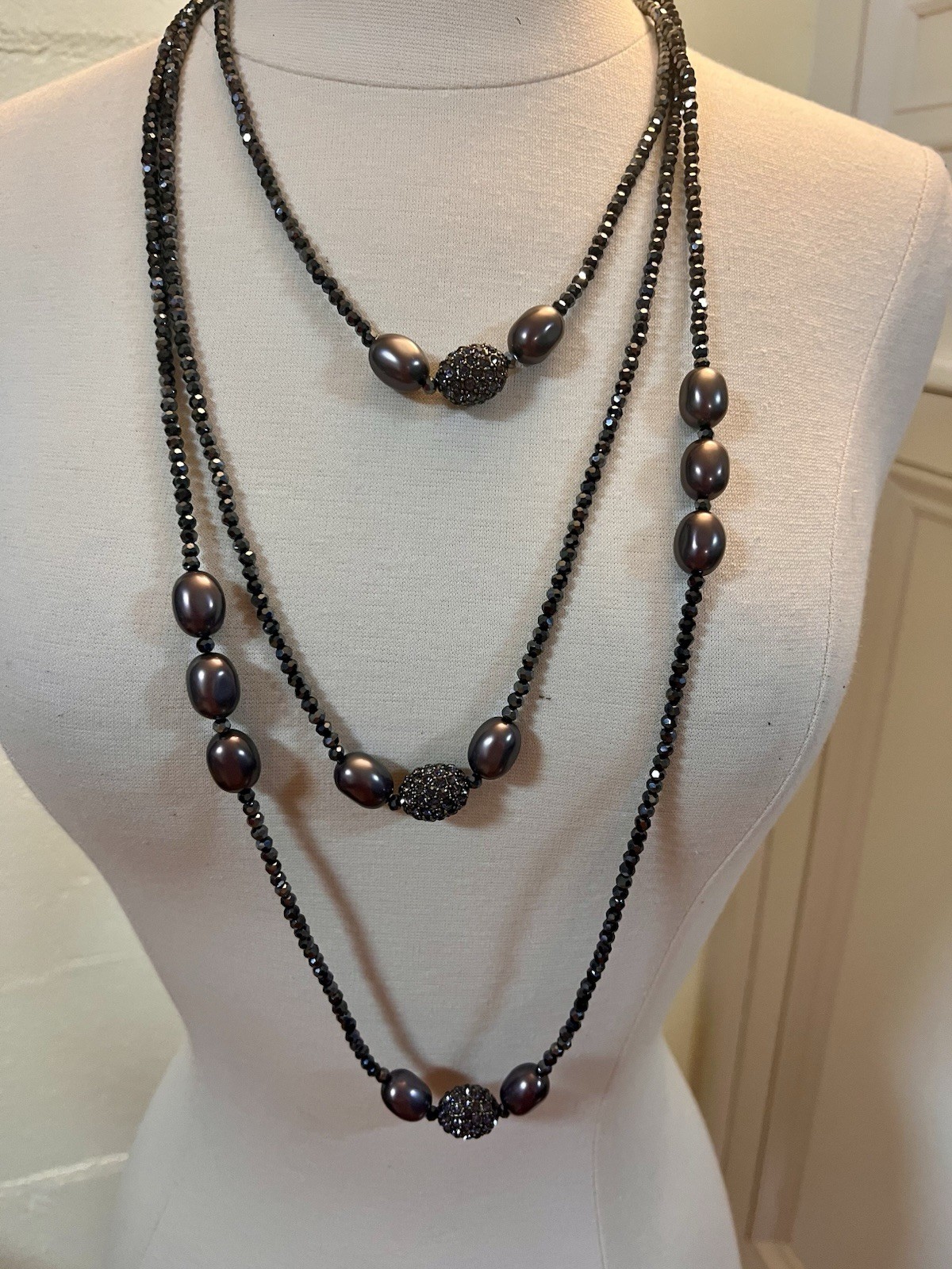 New With Tags Heidi Daus “Ease And Elegance” 3-Strand Beaded Necklace