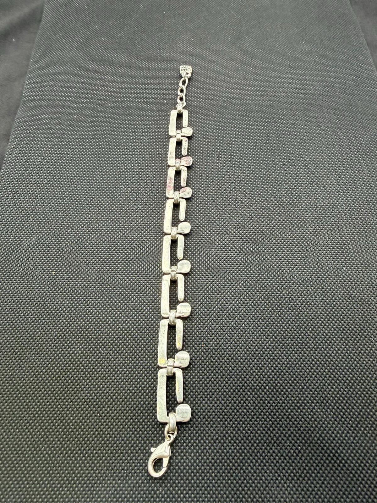 Uno de 50 ROOTS Silver Plated Bracelet Square Links Chain Medium