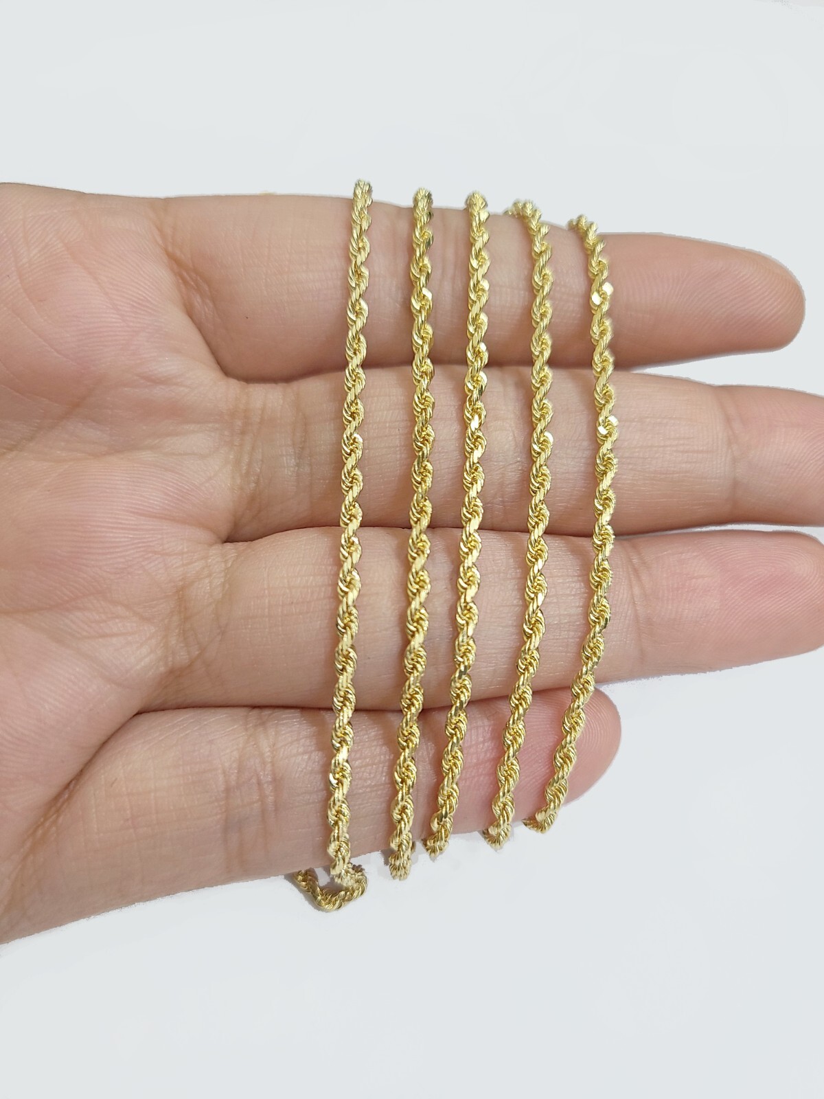 Solid 18k Yellow Gold Necklace Rope Chain 2mm 22” Inch Real 18kt Men Women SALE