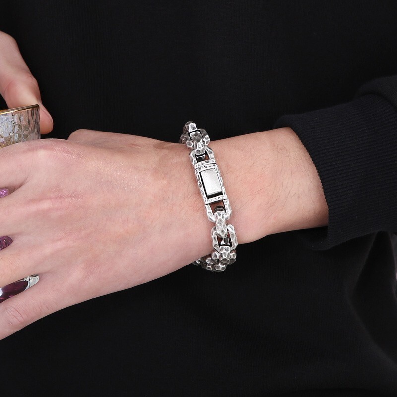 Personality Design Pattern Link Chain Bracelet For Mens Stainless Steel 13mm 9”