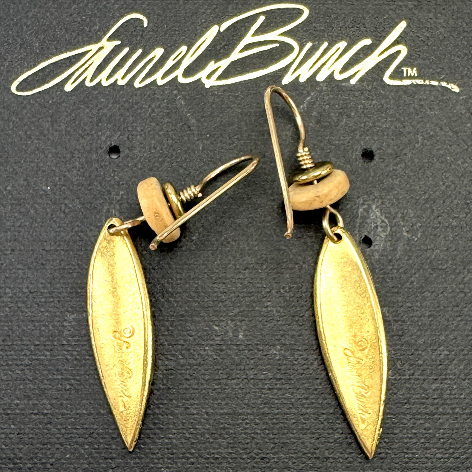 NEW Old Stock Signed Laurel Burch Emma Flower Gold Retired Earrings