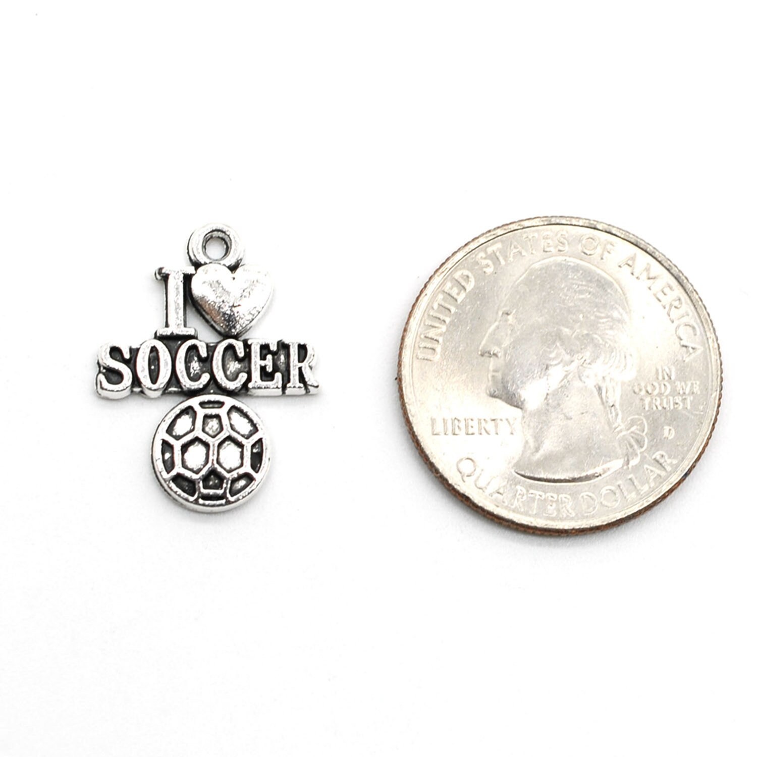 15/40PCS Antique Silver I LOVE SOCCER Charm Pendant, Sports Charm CC168
