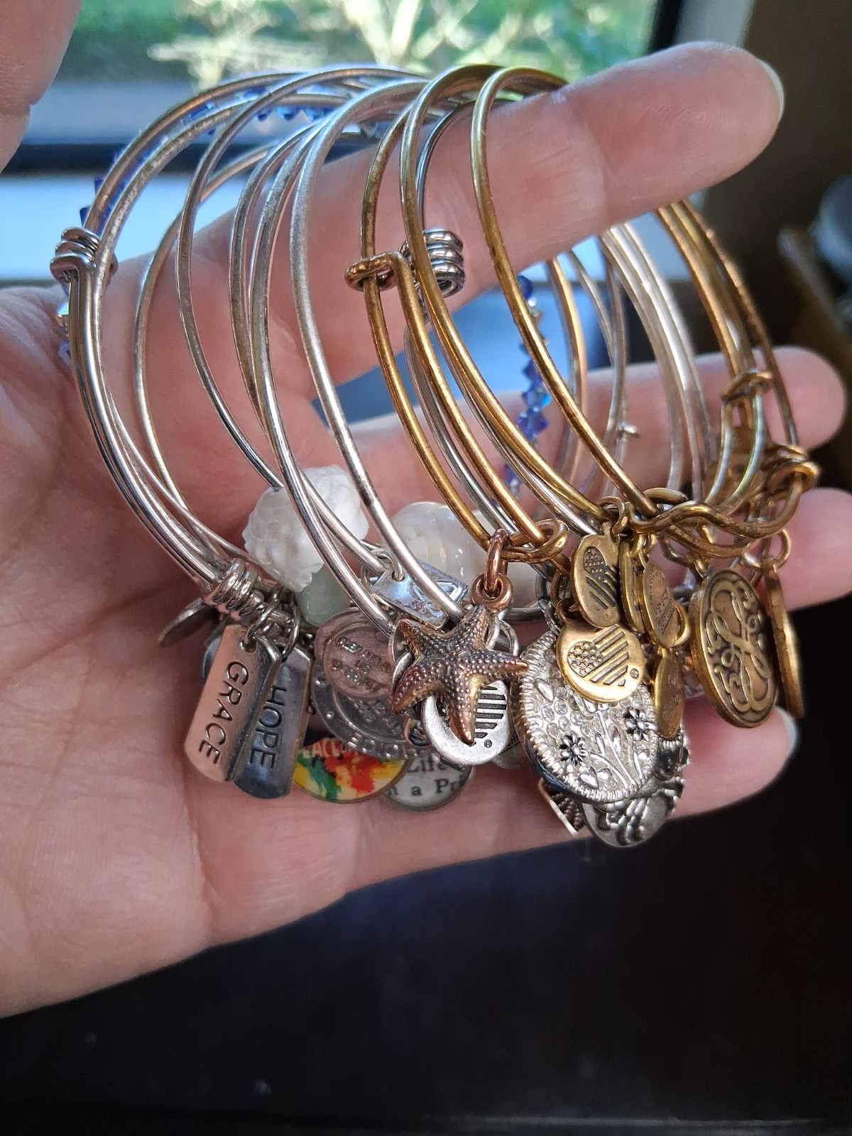 Alex & Ani, Footnote, Etc. Silver& Bronzetone, Charm Bracelet Lot Of 12 (As- Is)