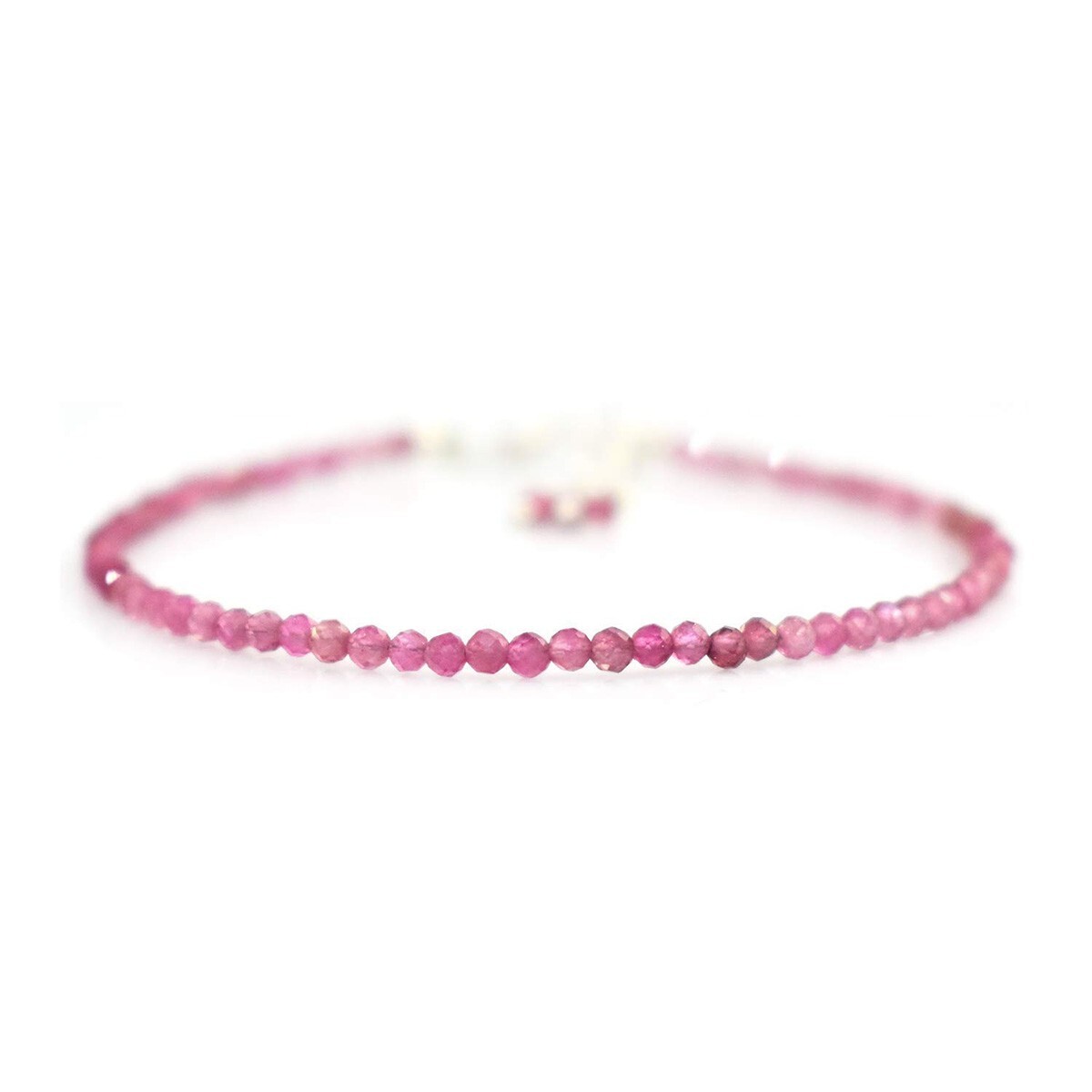 Ruby Crystal Gemstone Dainty Bracelet Minimalist Healing 3mm Faceted Beads