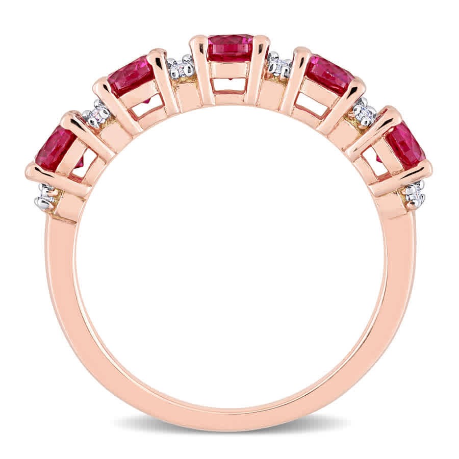 AMOUR 1 5/8 CT TGW Created Ruby and Created White Sapphire Semi-Eternity Ring In