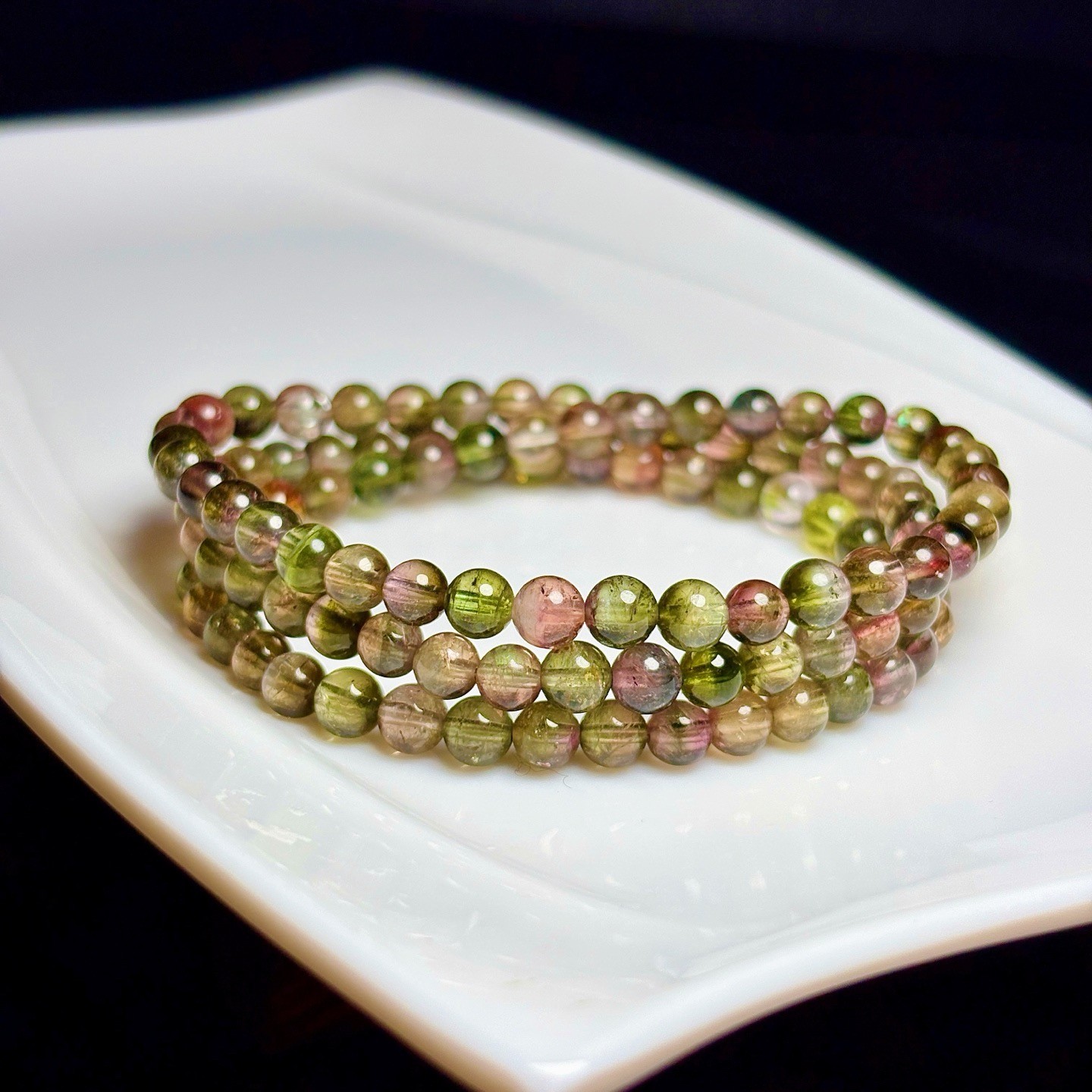 5.5mm Natural Watermelon Tourmaline Crystal Quartz Beads Bracelet